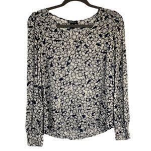 Lucky Brand: Floral V Neck Blouse with Long Sleeves and Button Cuffs | Sz S